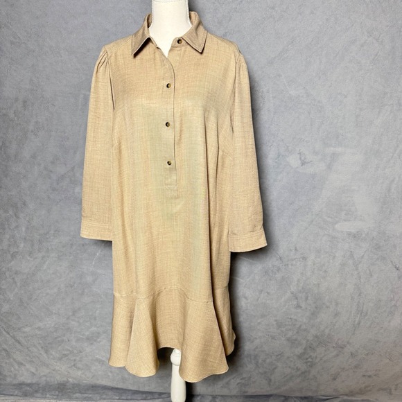 Emma & Michele Dresses & Skirts - Emma & Michele Size XL Beige Textured Tunic Dress Ruffle Hem Boho